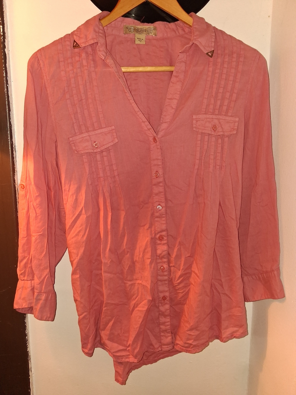 Vintage America Coral Pink Button-Down Shirt
